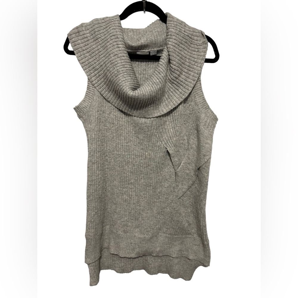 OC ladies grey angora sleeveless cowl neck sweater size medium